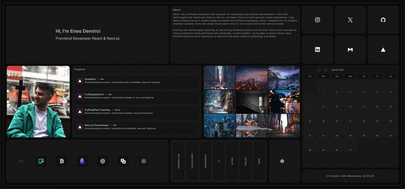 Bento Grid Portfolio Dark Mode