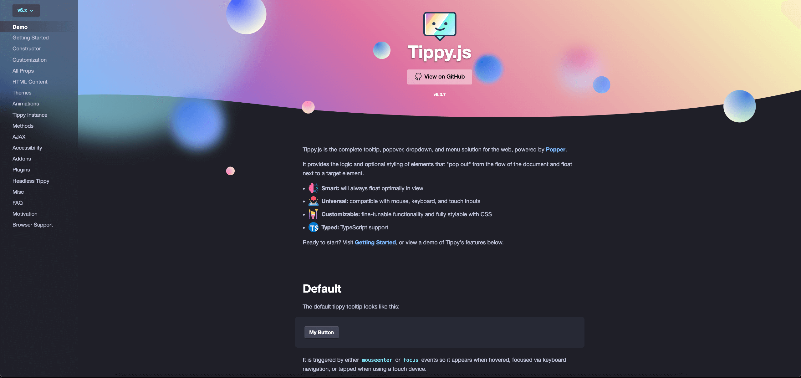 Tippy.js teknolojisi görseli
